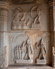 Wall Mural - Hazara Rama Temple in Hampi has bas reliefs depicting the story of Ramayana