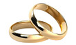 Two golden wedding rings cut out. Based on Generative AI