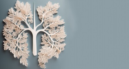 Wall Mural - Heathy Human lung paper art illustation, Copy Space, Generative AI