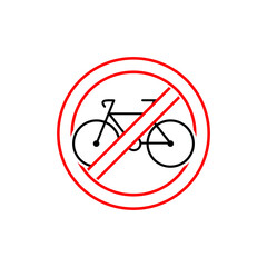 Canvas Print - No cycling road sign flat icon isolated on transparent background