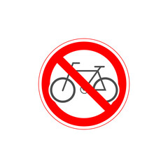 Poster - No cycling road sign flat icon isolated on transparent background