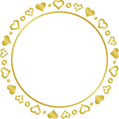 Wall Mural - Circle golden frame. Abstract ornate decorative circle frame. PNG with transparent background.