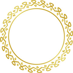 Wall Mural - Circle golden frame. Abstract ornate decorative circle frame. PNG with transparent background.