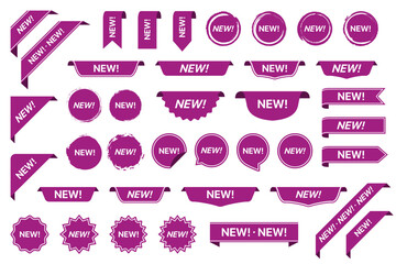 Poster - Set of new purple banner ribbon for marketing