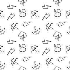 Wall Mural - seamless monochrome repeating pattern of umbrella, lightning