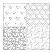 Seamless set of patterns with a transparent background. A repeatable background with a heart-shape quilted pattern. Heart shape quilting textures for drawing padded flat sketches.