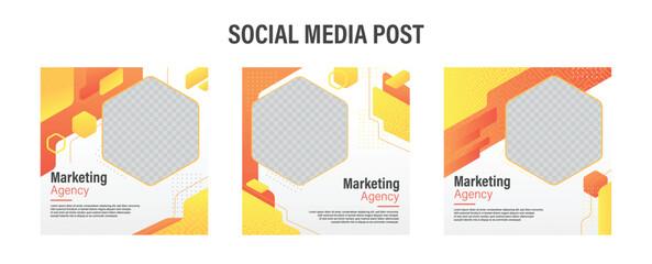social media post marketing design template layout orange style