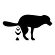 Dog defecation poke pooping pet feces doing its toilet concept of place for walking with animals shit site excrement canine icon black color vector illustration image flat style