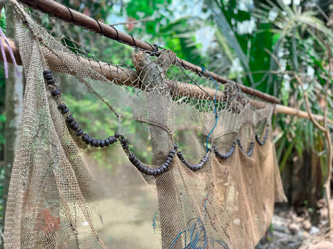 Fishing Net Kept in the Yard by the Fisherman - Village Life