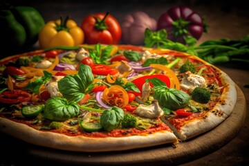 Illustration of a delicious Pizza - Created with Generative ai