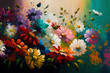© MxCaptures - Colorful flowers as a panoramic background - Generative Ai