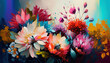 © MxCaptures - Beautiful canvas of vivid flowers in oil painting - Generative Ai