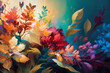 © MxCaptures - A Canvas of multicolor Flowers in oil painting - Generative Ai