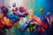© MxCaptures - Colorful flowers as a panoramic background - Generative Ai