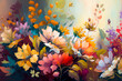 © MxCaptures - Colorful flowers as a panoramic background - Generative Ai