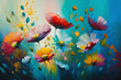 © MxCaptures - Colorful flowers as a panoramic background - Generative Ai
