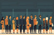 © VIX - Flat vector illustration Legs, attitude and people waiting for an office interview. Human resources, HR or group of employees, business men and women line up waiting to be hired by company...