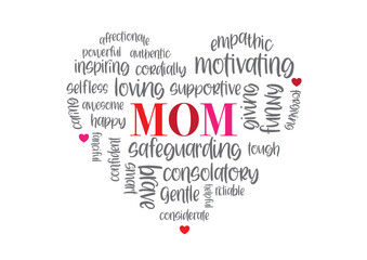 mother's day greeting card. calligraphy vector text and heart