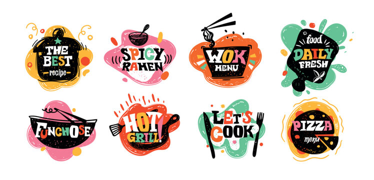 lunch logo, sweet gastronomy restaurant label. hot dog in cafe menu, snack food in kitchen, chalk sc