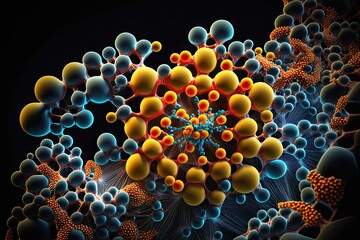 Canvas Print - microscopic image of large molecule created with nanotechnologies, created with generative ai