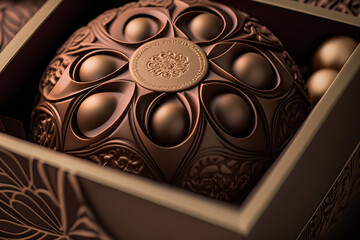 Wall Mural - Close up of a big luxury chocolate truffle easter