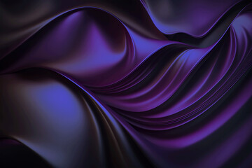 Purple Silk Satin background. Soft wavy folds. Shiny silky fabric. Dark teal color elegant background 
