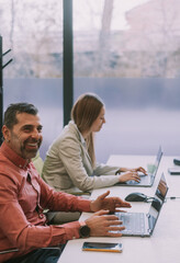 Close up of two business colleagues working