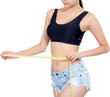 © N_studio - Asian woman diet and slim with measuring waist for weight, girl have cellulite and calories loss with tape measure, health and wellness concept.