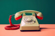 © ADDICTIVE STOCK - Vintage old telephone on green background. Generative AI