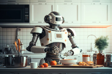 Poster - An image of robot in the kitchen. Generative AI.