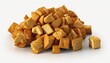 A Delicious and Crispy Breakfast of Baked Croutons on White Background