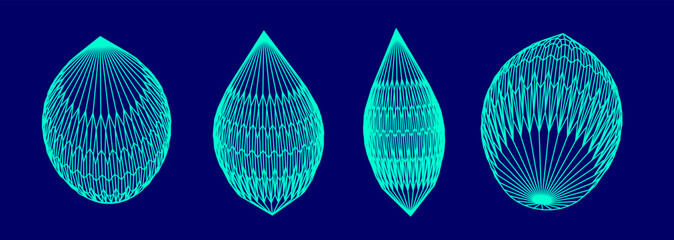 Aufkleber - Distorted shapes made of mesh.  Set of abstract vector 3D elements for cover or poster design. 