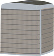 © kharoll Mendoza - HVAC heating and air conditioning residential unit illustration isolated on white color background.