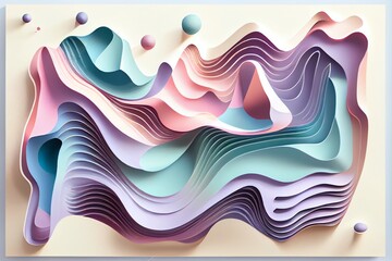 Wall Mural - watercolor illustration of a abstract 3d background wavy shape. illustration. generative ai