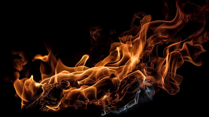Wall Mural - fire flames on black background,