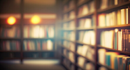 Library - Defocused abstract blurred business background - Generative AI