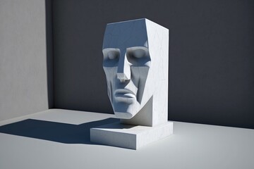 Wall Mural - Human face emotion sculpture