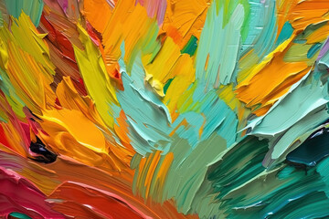 Vivid abstract oil paint strokes and palette knife texture