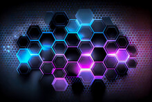 Abstract Technology Background Made Of Purple Pentagons. Generative AI