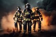 Firefighter brigade, fearless professionals with equipment. Generative AI