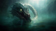 Fantasy art, Serpentine Sea Monster (created with Generative AI)