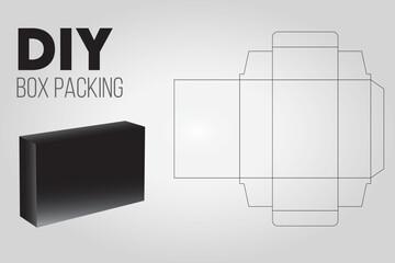 Flat design of packing box die cut template