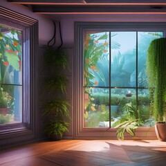 Wall Mural - A room with a plants2, Generative AI