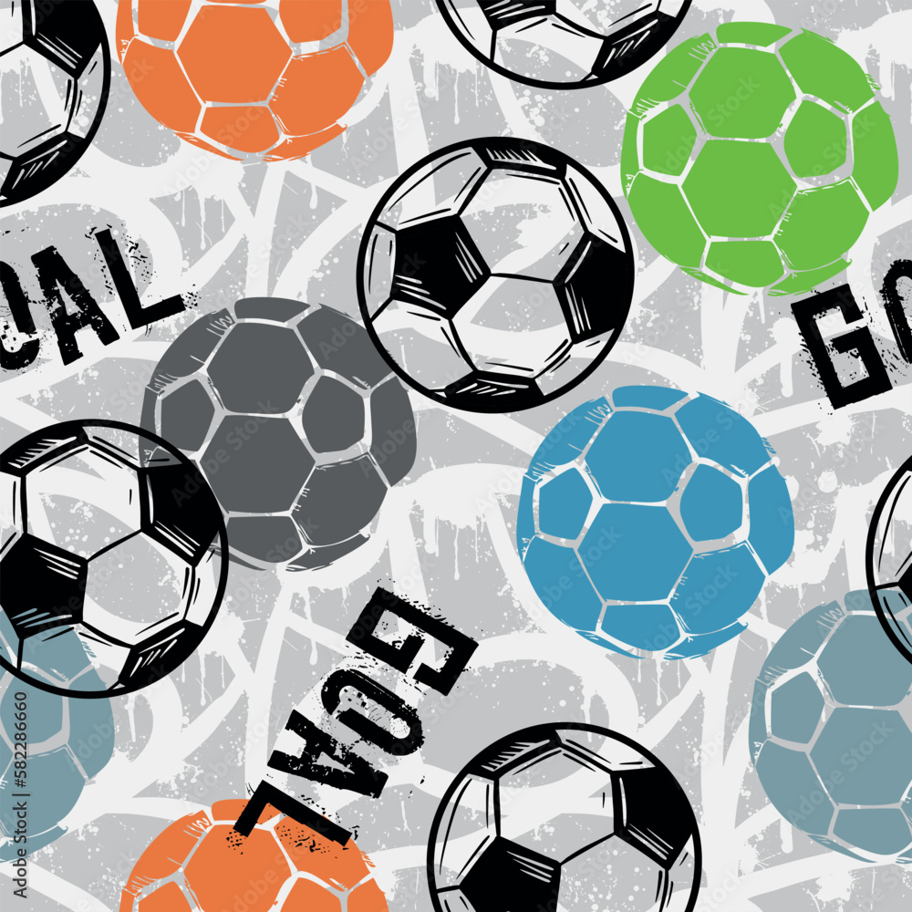 Abstract seamless pattern for boys. Football pattern with football ball.  wallpaper Repeated sport pattern. Stock Vector | Adobe Stock, image size:1000x1000