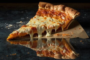 Wall Mural - a classic new york-style pizza with a perfect thin crust, charred edges and gooey cheese., created with generative ai