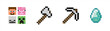 Set pixel arsenal.Pixel pickaxe, sword. Elements games, web, ui. Gaming arsenal.