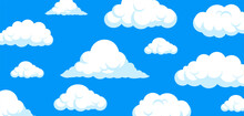 Cloud. Abstract White Cloudy Set Isolated On Blue Background. Vector Illustration 10 Eps.