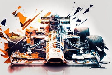 Wall Mural - freshly-painted racing race car double exposure, created with generative ai