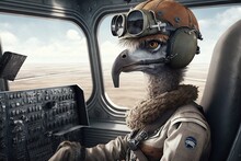 Ostrich A Pilot Of A Plane