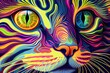 Cat with dilated eyes, psychedelic. Generative AI
